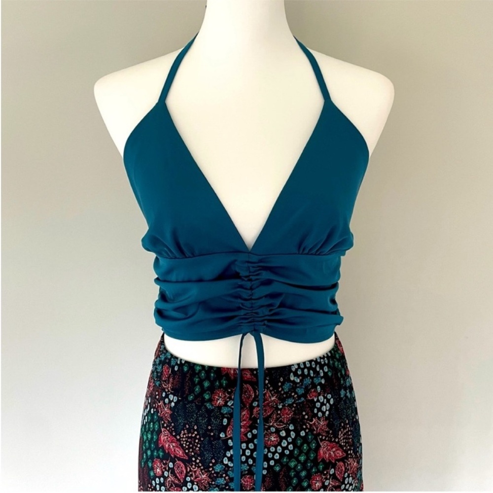SHEIN Teal / Turquoise Halter Top Backless
